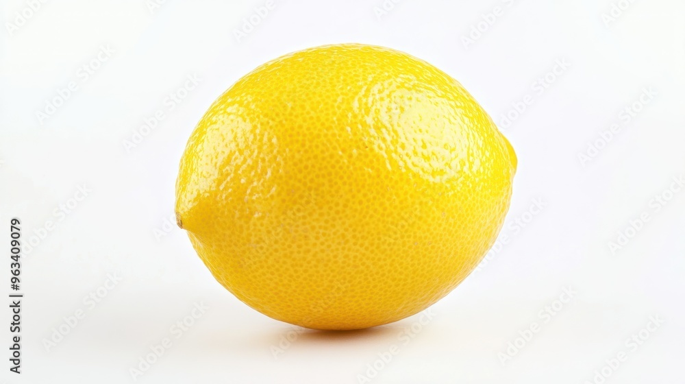 A Single Ripe Lemon on a White Background A Single Ripe Lemon on a White Background