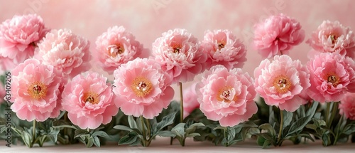 Pink Peonies in Bloom with Soft Pink Background