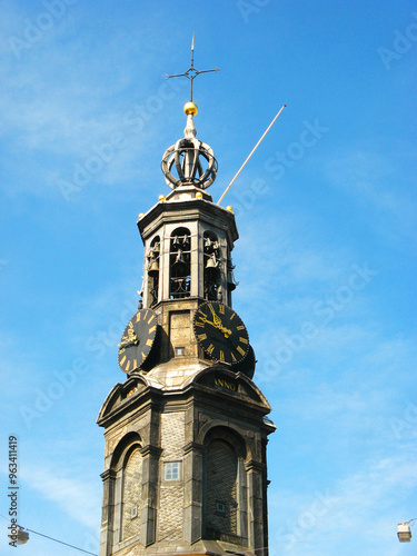 
The Munttoren (Mint Tower) in Amsterdam, Netherlands, is a historic clock tower built in the 17th century. photo