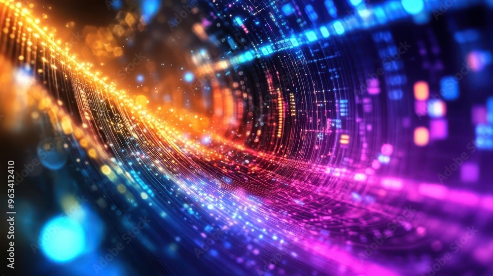 Futuristic Data Flow: Abstract Background of Interwoven Colorful Waves Illustrating Speed and Connectivity of Internet Network Futuristic Data Flow: Abstract Background of Interwoven Colorful Waves Illustrating Speed and Connectivity of Internet Network