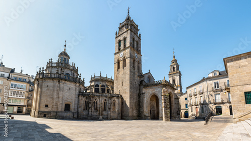 Obraz na płótnie Monumental complex of the city of Lugo with the cathedral and the main square, a World Heritage Site, Galicia. w salonie