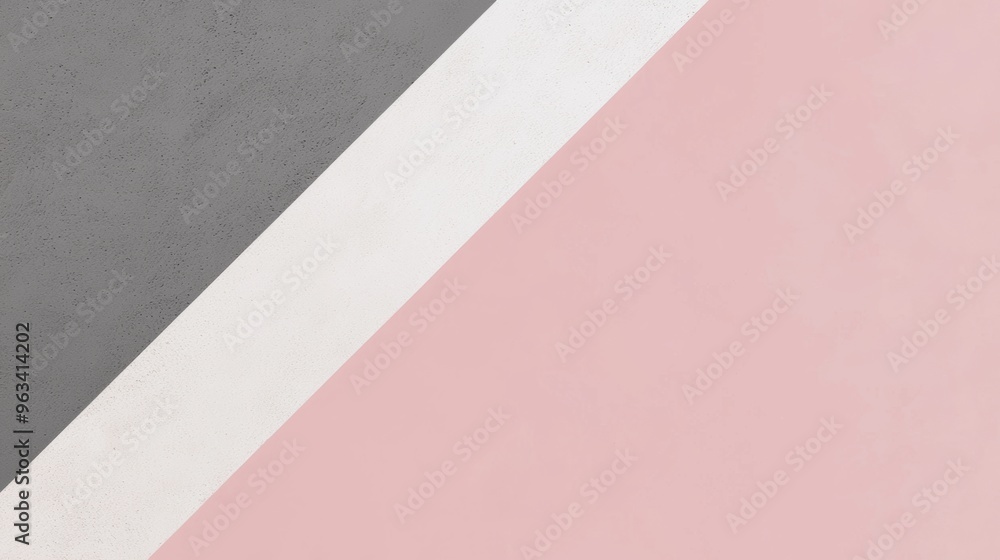 Fototapeta premium Geometric background featuring a minimalist design with gray, white and pastel pink color surfaces. Perfect for lifestyle or beauty blog, social media post, website banner or presentation