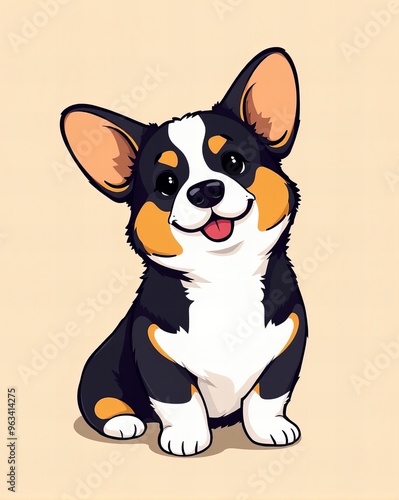 cartoon dog sitting on the ground with a happy look on his face.