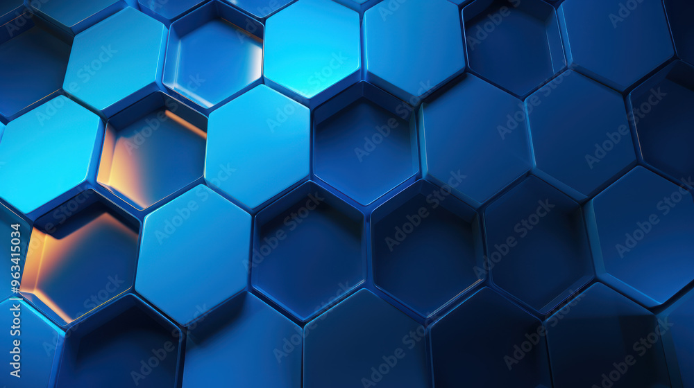 Blue hexagon background. Close-up Hexagonal shapes. Honeycomb pattern. Technology, digital and futuristic design. Polygonal, geometric wallpaper. Blue hexagon background. Close-up Hexagonal shapes. Honeycomb pattern. Technology, digital and futuristic design. Polygonal, geometric wallpaper.