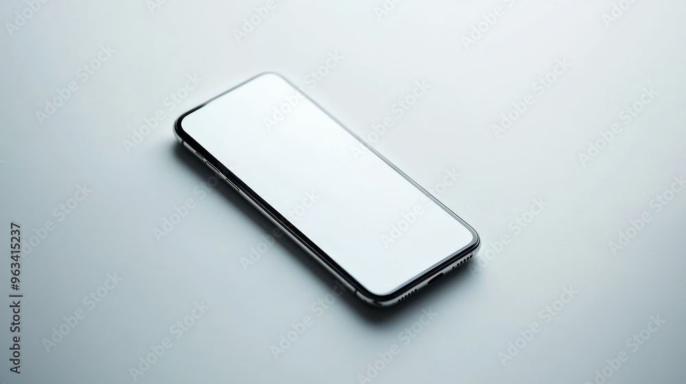 Black Smartphone with Blank White Screen on White Background Black Smartphone with Blank White Screen on White Background