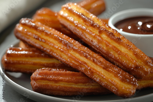 Indulging in the warm delight of traditional Spanish churros con chocolate during a cozy afternoon