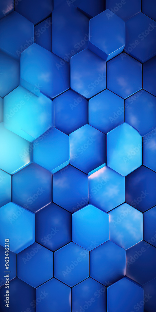 Blue hexagon background. Close-up Hexagonal shapes. Honeycomb pattern. Technology, digital and futuristic design. Polygonal, geometric wallpaper. Blue hexagon background. Close-up Hexagonal shapes. Honeycomb pattern. Technology, digital and futuristic design. Polygonal, geometric wallpaper.