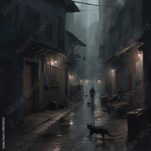 Dreary back alley way of London 