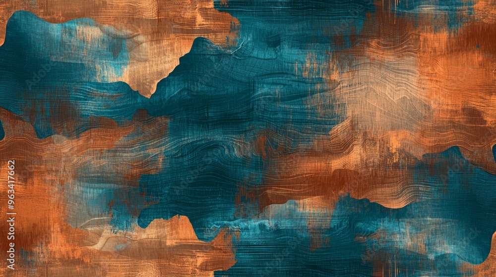 Obraz premium Abstract grunge background resembling wood texture, featuring blue and brown patterns, suitable for design projects related to nature, construction, or art