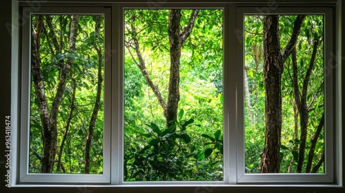 Outside the window is a forest, a concept of nature