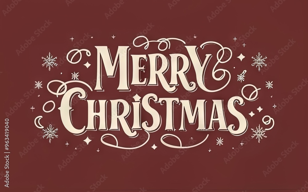 Merry Christmas card with letterig for winter holidays. Merry Christmas card with letterig for winter holidays.