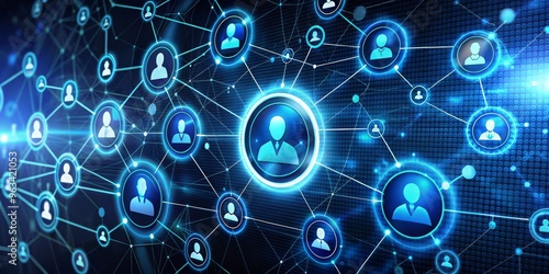 Wallpaper Mural Connected Network of People in Blue Digital Sphere, Network ,Digital ,Connection Torontodigital.ca