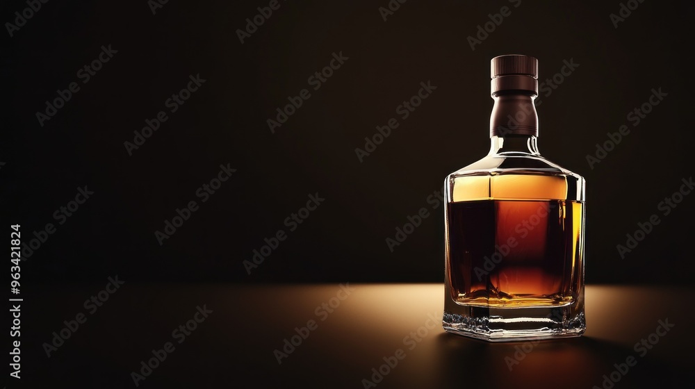 A Single Bottle of Amber Liquid with a Brown Cork A Single Bottle of Amber Liquid with a Brown Cork