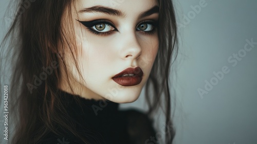 Wallpaper Mural A woman with dark hair and a black shirt is wearing makeup Torontodigital.ca