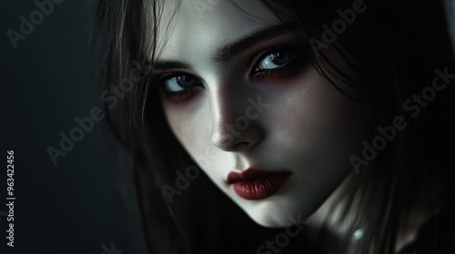 Wallpaper Mural A woman with dark hair and red lipstick is staring at the camera Torontodigital.ca