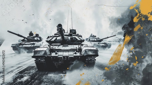 Group of tanks, modern graphic design