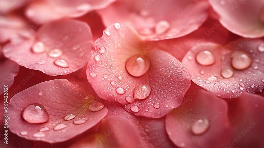 Close-up of pink flower petals with water droplets. Close-up of pink flower petals with water droplets.
