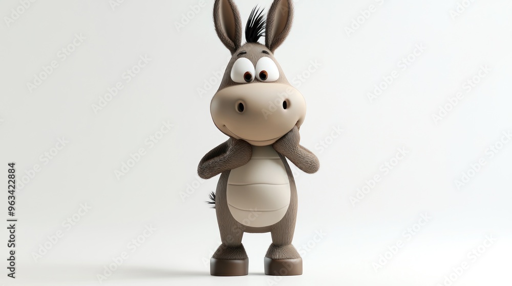 A cheerful cartoon donkey character with a friendly expression and playful stance. A cheerful cartoon donkey character with a friendly expression and playful stance.