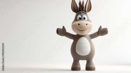 A cheerful cartoon donkey character with a welcoming pose.