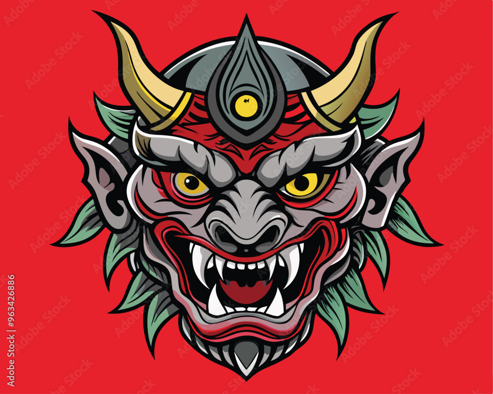 japanese demon head vector illustration japanese demon head vector illustration