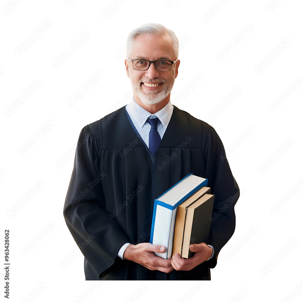 professor in academic attire, holding books, standing and facing forward professor in academic attire, holding books, standing and facing forward