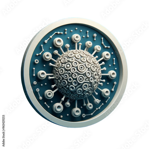 3d icon of virus in circle