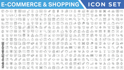 E-commerce avd Shopping icons collection set. Online shopping thin line icons. Shop icons vector