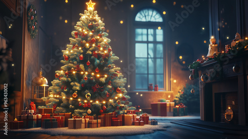 Wallpaper Mural A Glowing Christmas Tree with Presents Torontodigital.ca