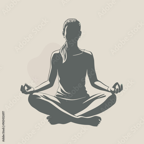 a Woman sitting and meditating isolated white background