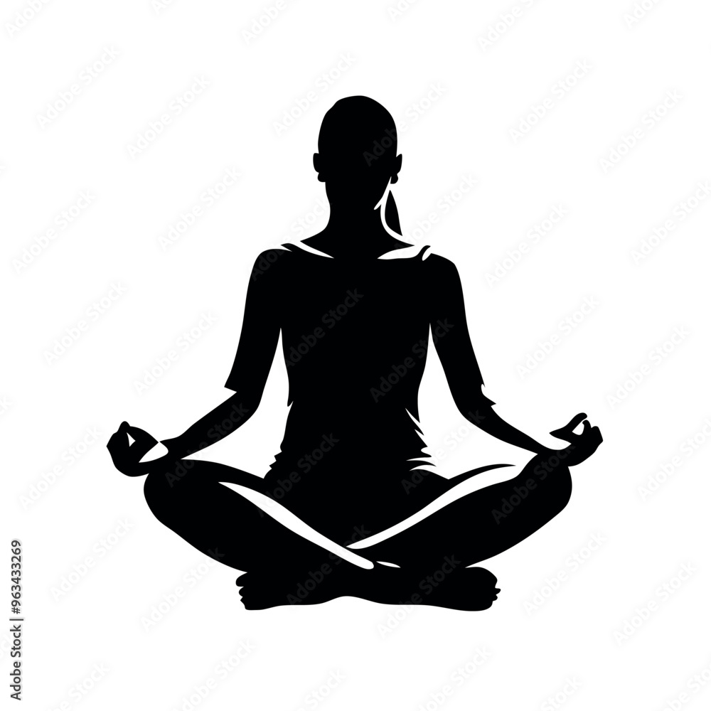 a Woman sitting and meditating isolated white background a Woman sitting and meditating isolated white background