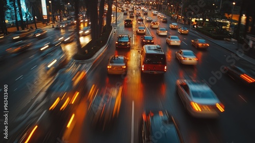 A dynamic shot of a busy road with moving traffic, showcasing vehicles in motion and the flow of daily commutes.