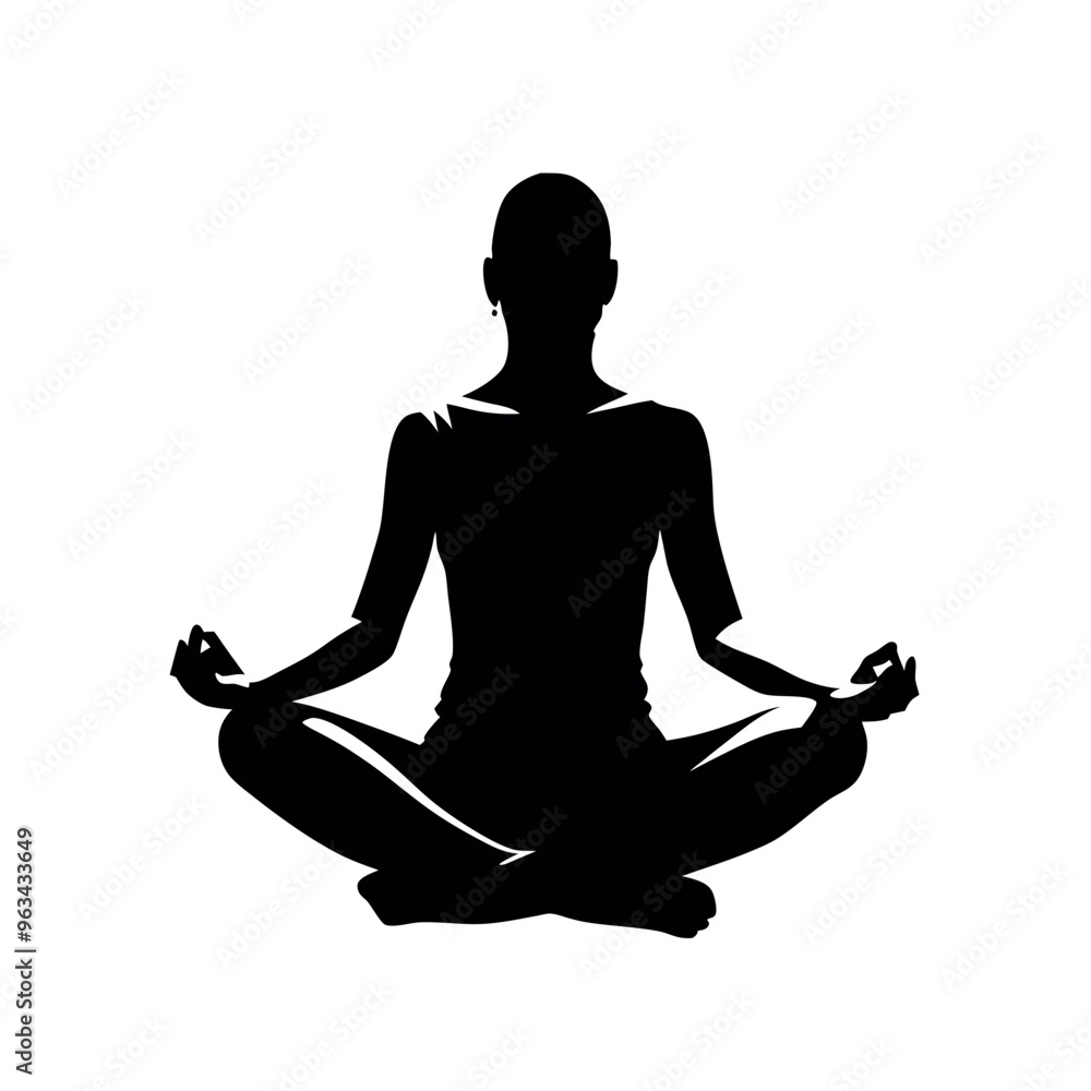 a Woman sitting and meditating isolated white background