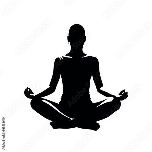 Obraz na płótnie a Woman sitting and meditating isolated white background w salonie