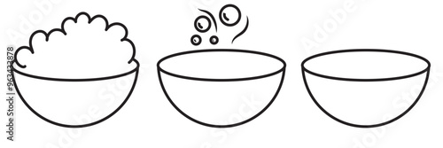 soup bowl meal vector icon set