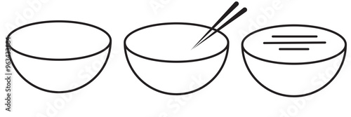 soup bowl meal vector icon set