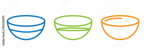 soup bowl meal vector icon set