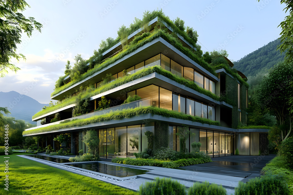 custom made wallpaper toronto digitalModern building with eco-friendly features Green Roof and Sustainability Concept