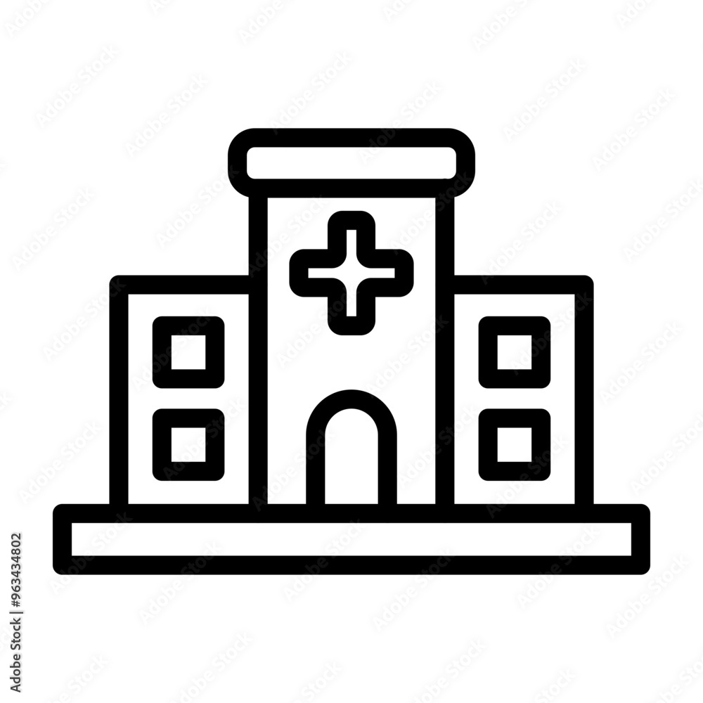Hospital Building Vector Line Icon Design Hospital Building Vector Line Icon Design