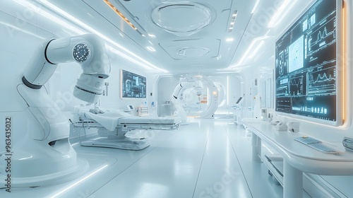 Advanced Medical Technology in Sleek Modern Hospital Interior