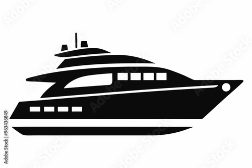 "Yacht Black Silhouette on White Background - Elegant Vector Illustration for SVG, Cricut, Clipart, and T-shirt Graphics"