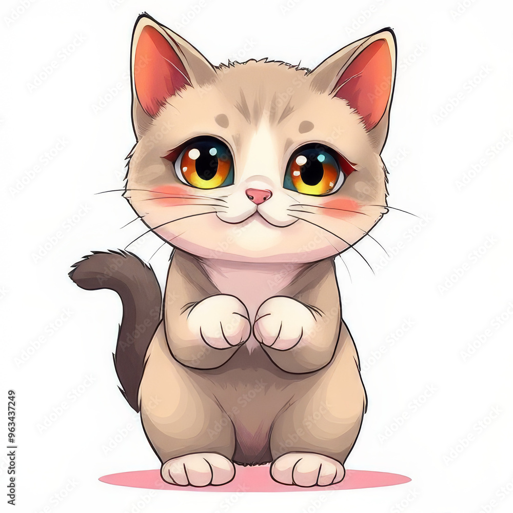 Obraz premium Niedliche animierte Katze im cartoonhaften Stil