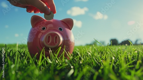 The Piggy Bank in Grass photo