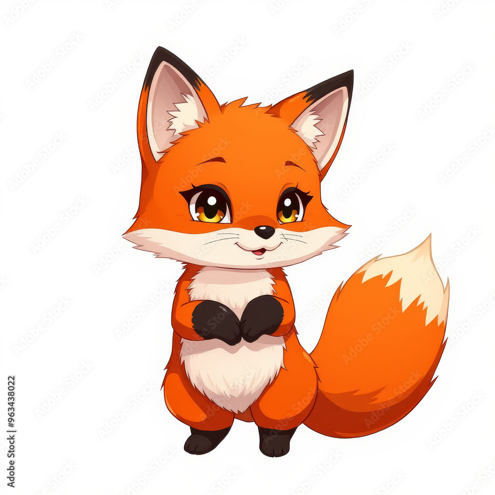 Obraz premium Cute Cartoon Fox Sitting