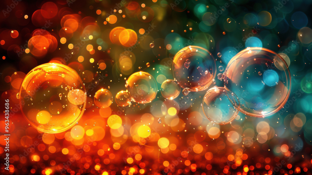 Colorful bubbles with vibrant bokeh in abstract background Colorful bubbles with vibrant bokeh in abstract background