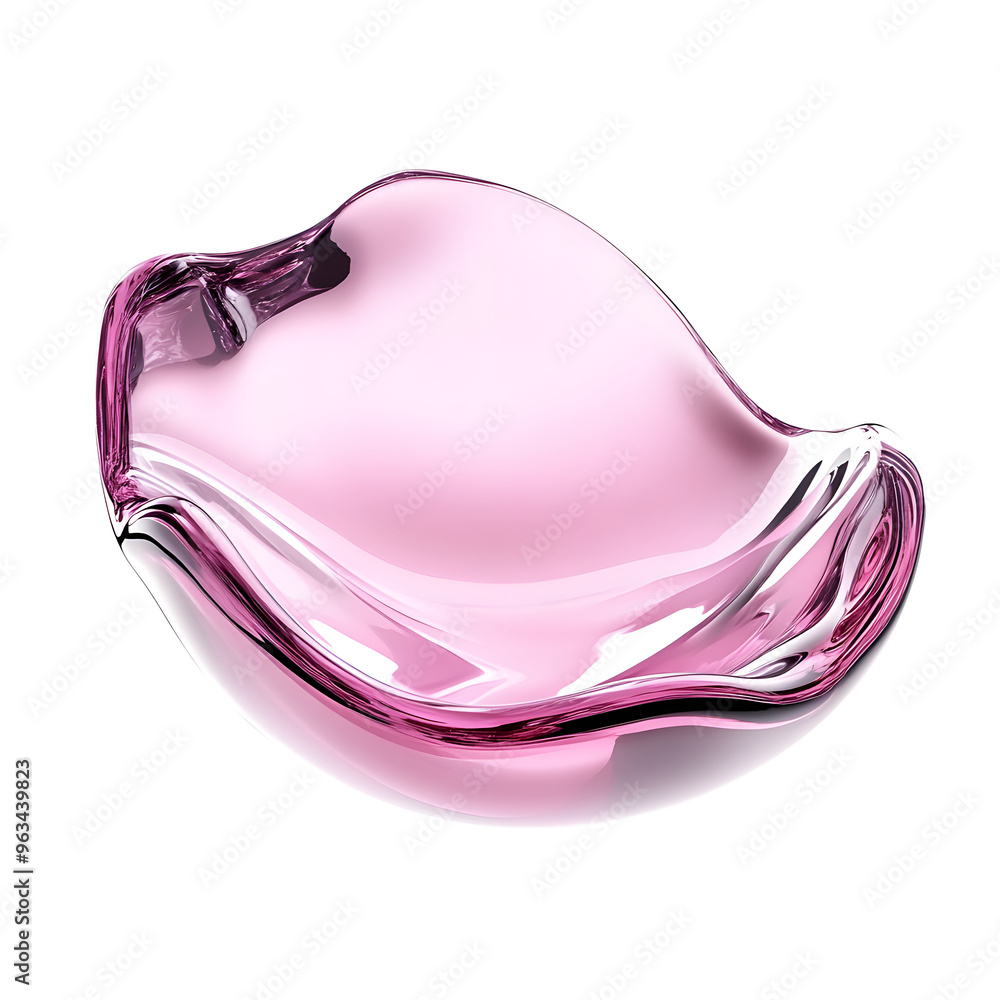 Abstract glass shape with soft edges in pink tones on white background, flowing spherical liquid is a perfect element for modern design. Abstract glass shape with soft edges in pink tones on white background, flowing spherical liquid is a perfect element for modern design.