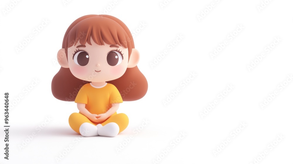 A cute animated girl sitting, designed in a playful, colorful style. A cute animated girl sitting, designed in a playful, colorful style.