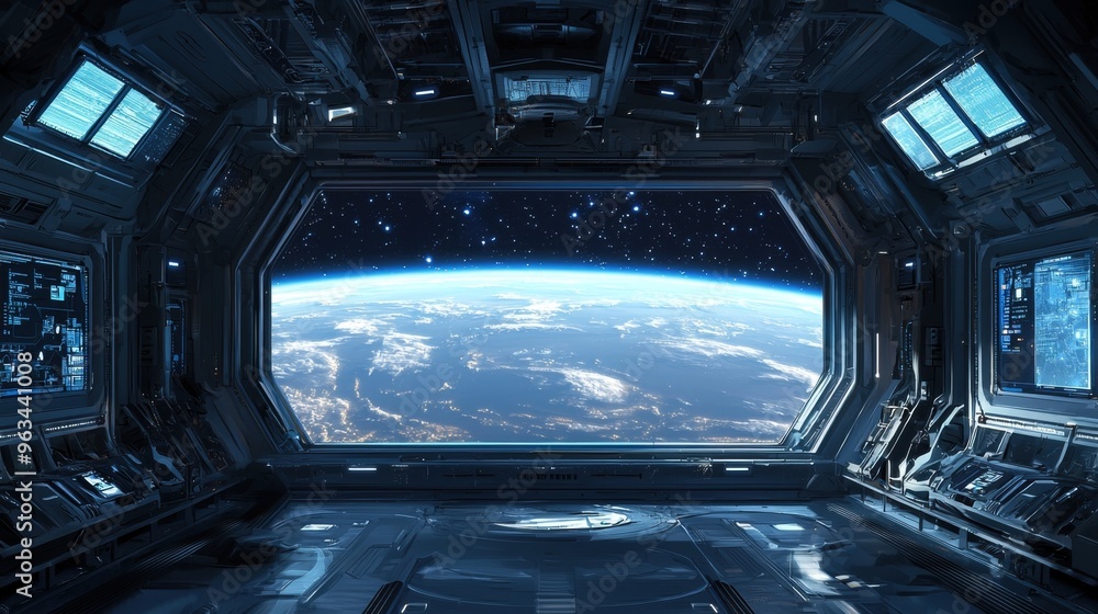 Futuristic Space Station Observation Deck Overlooking Stunning Cosmic Panorama Futuristic Space Station Observation Deck Overlooking Stunning Cosmic Panorama