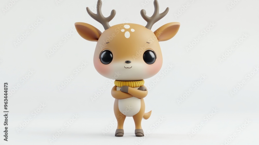 A cute cartoon deer character with antlers and a friendly expression. A cute cartoon deer character with antlers and a friendly expression.