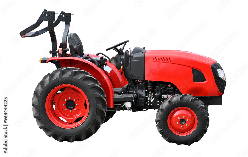 Obraz premium Big red tractor isolated