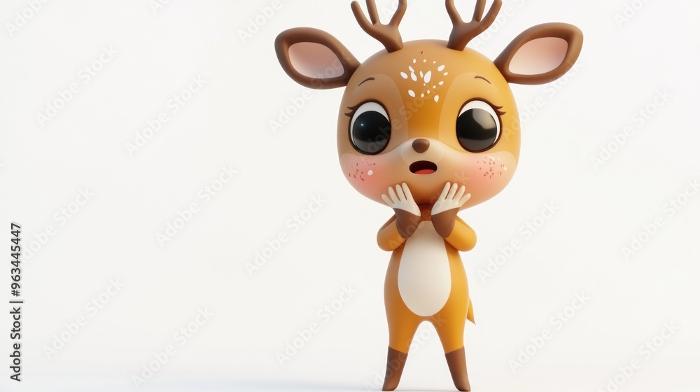A cute cartoon deer character with big eyes and a surprised expression. A cute cartoon deer character with big eyes and a surprised expression.